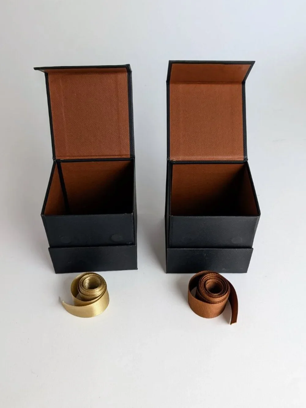 Set of 2 Coach Small Gift Boxes with Brown and Gold Ribbons